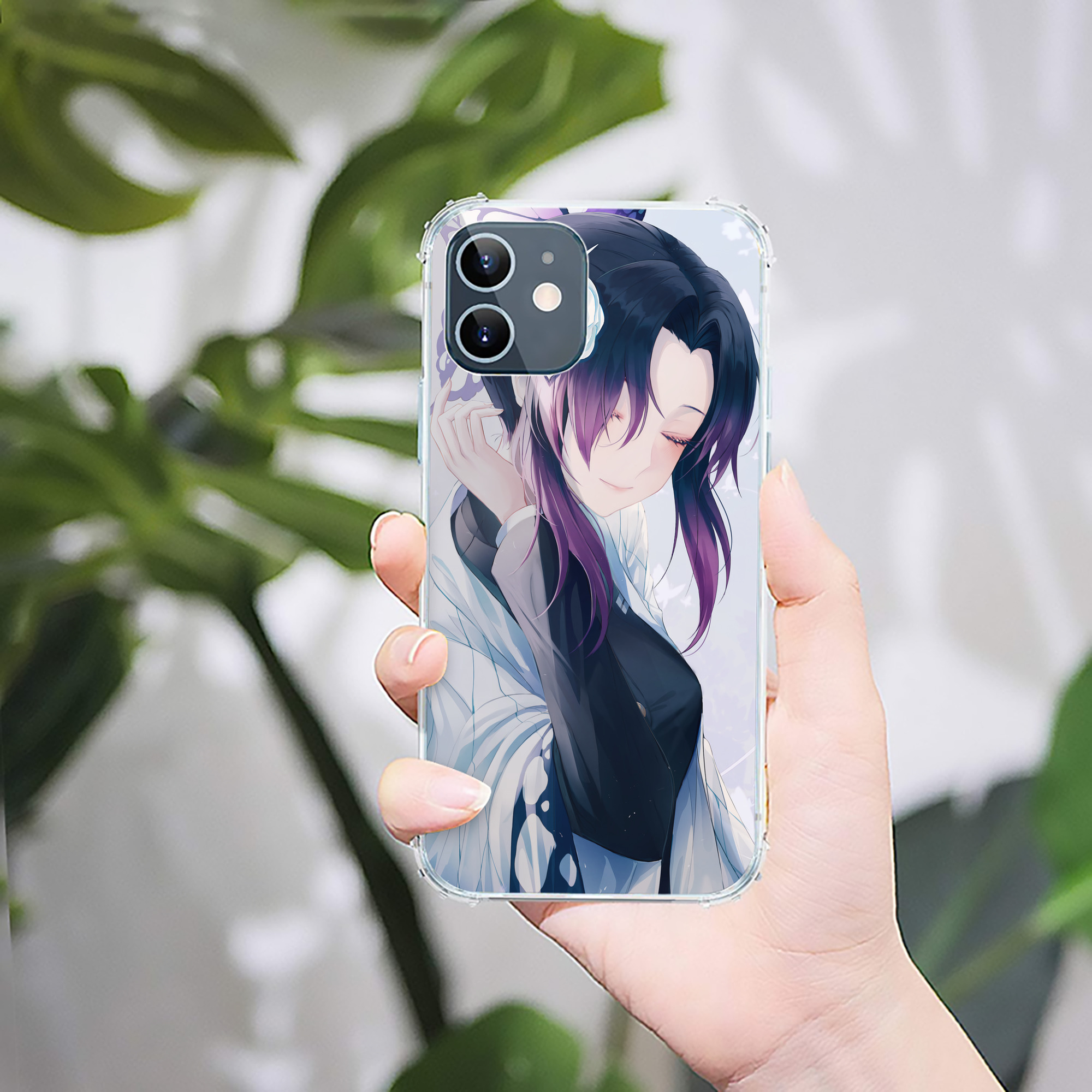 （画像用） 鬼滅の刃（きめつのやいば）蟲柱-胡蝶 しのぶ／こちょう しのぶ Kochou Shinobu 【iPhone 12シリーズ対応】透明スマホケース（クリアソフトケース）